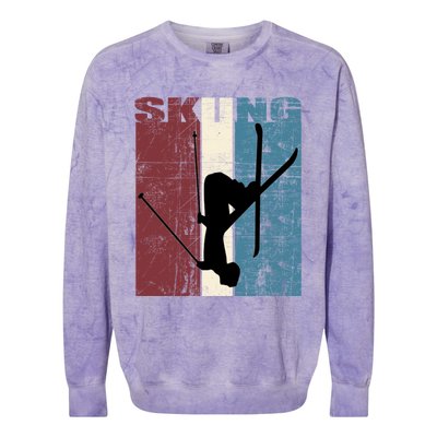 Red Mountain Retro Skiing Ski Great Gift Colorblast Crewneck Sweatshirt