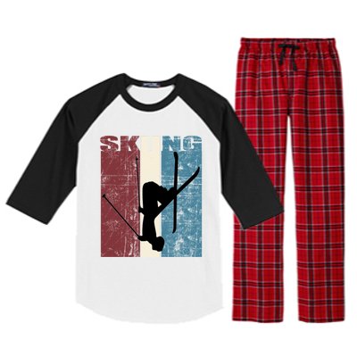 Red Mountain Retro Skiing Ski Great Gift Raglan Sleeve Pajama Set