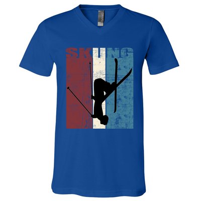 Red Mountain Retro Skiing Ski Great Gift V-Neck T-Shirt