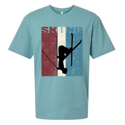 Red Mountain Retro Skiing Ski Great Gift Sueded Cloud Jersey T-Shirt