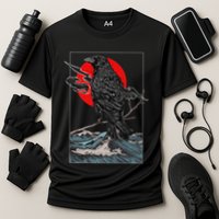 Red Moon Raven Graphic Black Crow Performance Shirt