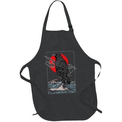 Red Moon Raven Graphic Black Crow Apron