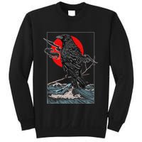 Red Moon Raven Graphic Black Crow Sweatshirt