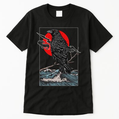 Red Moon Raven Graphic Black Crow Tall T-Shirt
