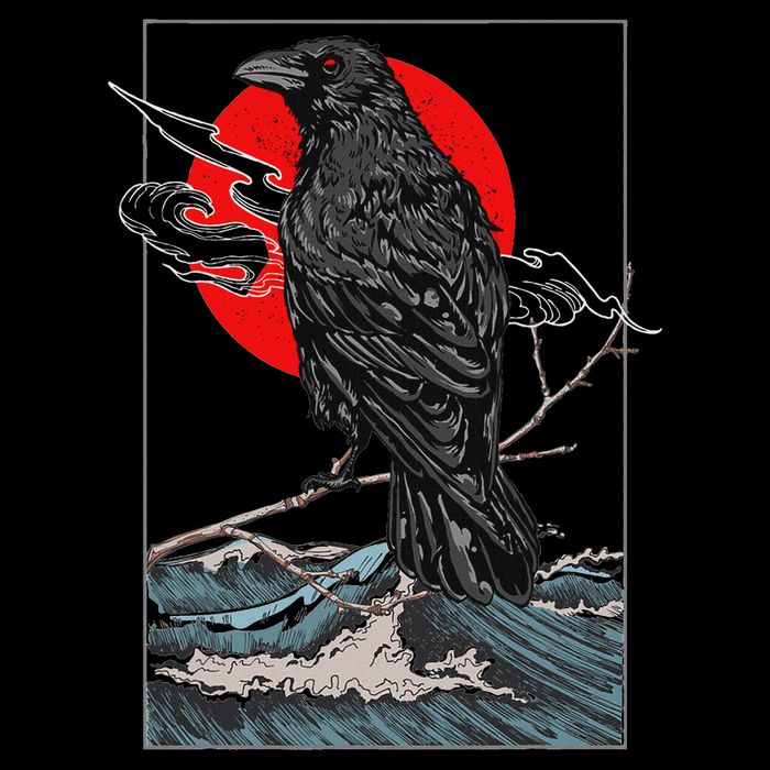 Red Moon Raven Graphic Black Crow 16 in Basic Backpack
