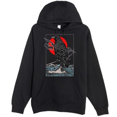 Red Moon Raven Graphic Black Crow Premium Pullover Hoodie