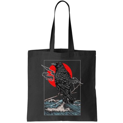 Red Moon Raven Graphic Black Crow Bag