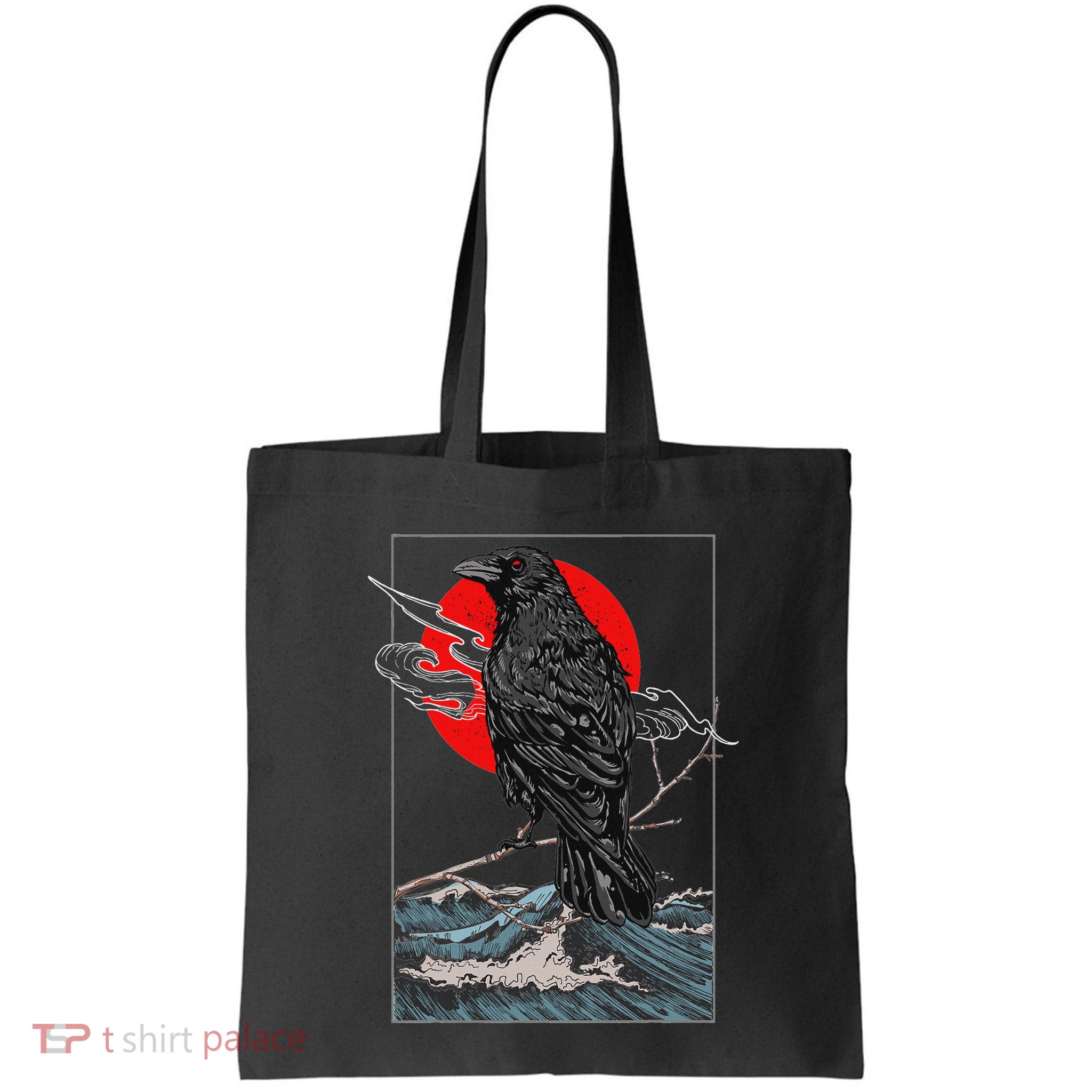 Red Moon Raven Graphic Black Crow Bag
