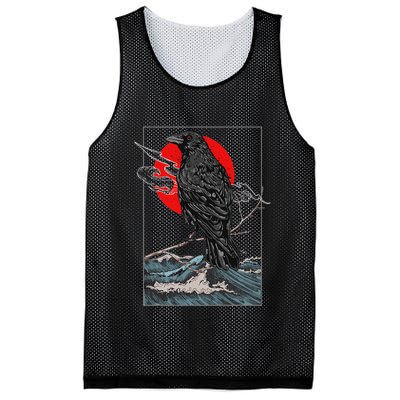 Red Moon Raven Graphic Black Crow Mesh Reversible Basketball Jersey Tank