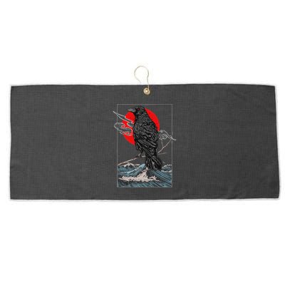 Red Moon Raven Graphic Black Crow Large Microfiber Waffle Golf Towel