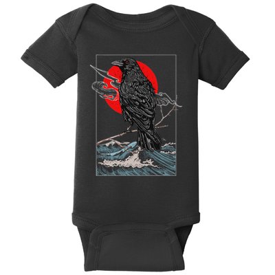 Red Moon Raven Graphic Black Crow Baby Bodysuit