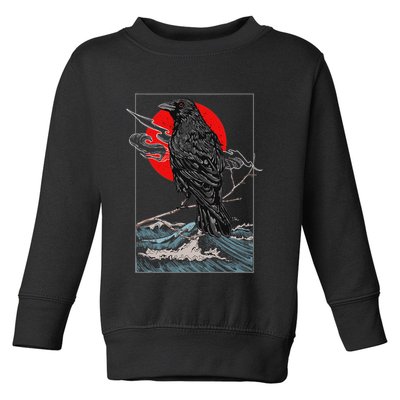 Red Moon Raven Graphic Black Crow Toddler Sweatshirt