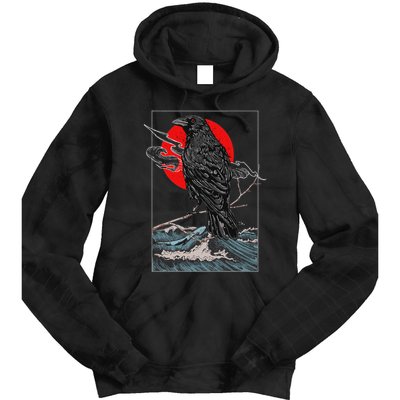 Red Moon Raven Graphic Black Crow Tie Dye Hoodie