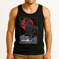 Red Moon Raven Graphic Black Crow Tank Top