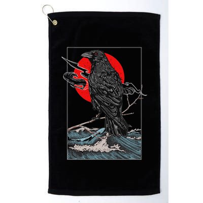 Red Moon Raven Graphic Black Crow Golf Towel