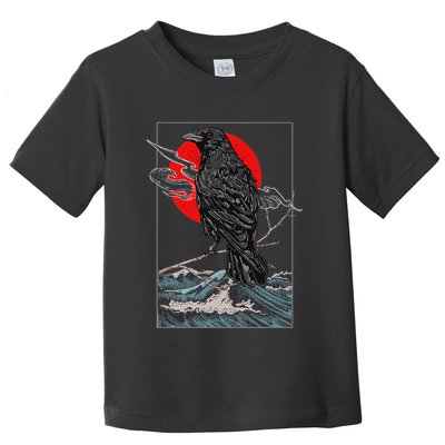 Red Moon Raven Graphic Black Crow Toddler T-Shirt