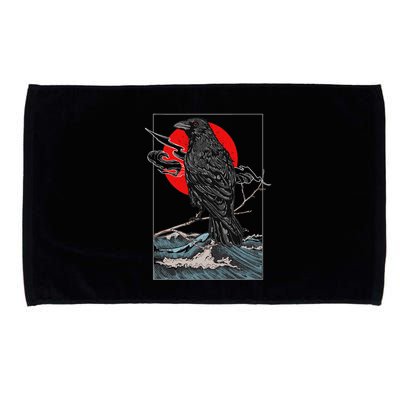 Red Moon Raven Graphic Black Crow Microfiber Hand Towel
