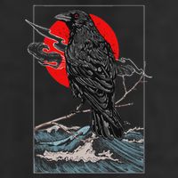 Red Moon Raven Graphic Black Crow Microfiber Hand Towel