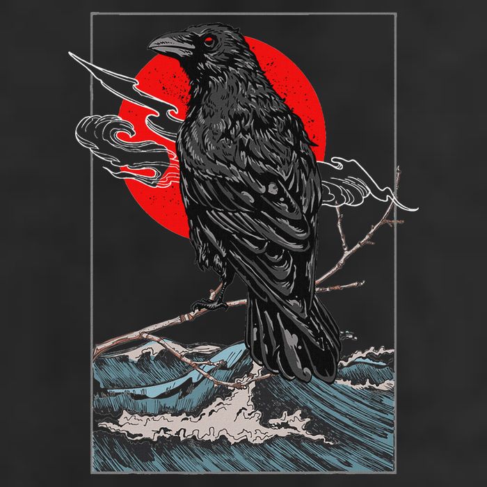 Red Moon Raven Graphic Black Crow Microfiber Hand Towel