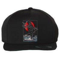Red Moon Raven Graphic Black Crow Wool Snapback Cap