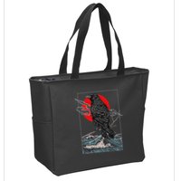 Red Moon Raven Graphic Black Crow Zip Tote Bag