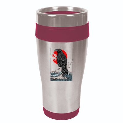 Red Moon Raven Graphic Black Crow 16oz Travel Tumbler