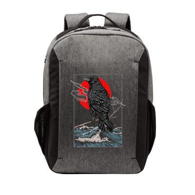 Red Moon Raven Graphic Black Crow Vector Backpack