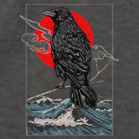Red Moon Raven Graphic Black Crow Vector Backpack