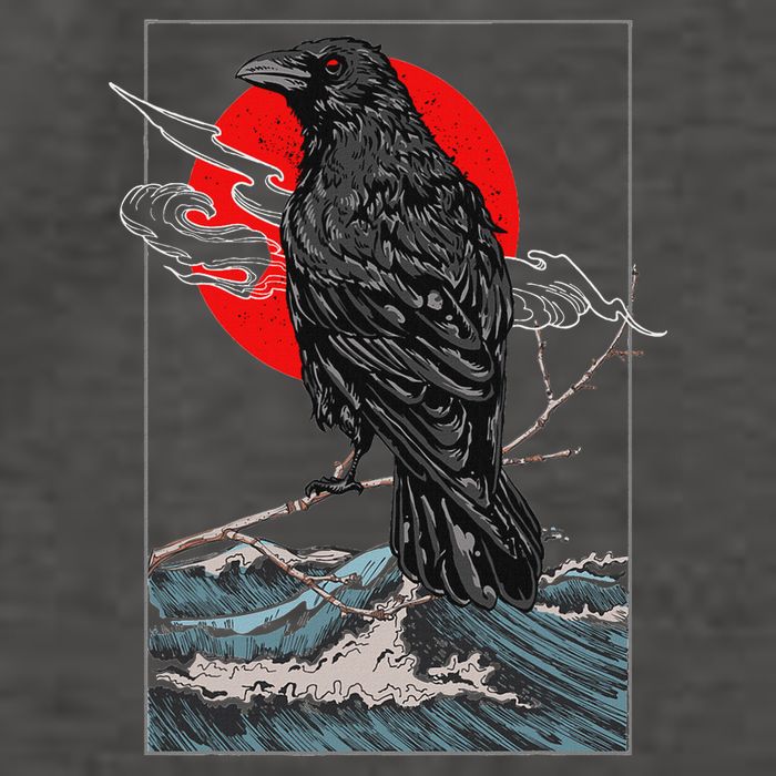 Red Moon Raven Graphic Black Crow Vector Backpack