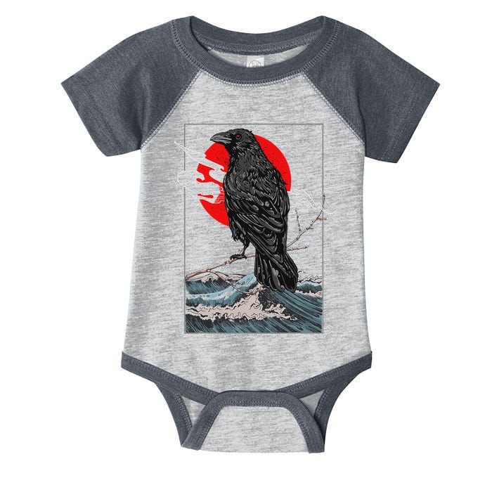 Red Moon Raven Graphic Black Crow Infant Baby Jersey Bodysuit