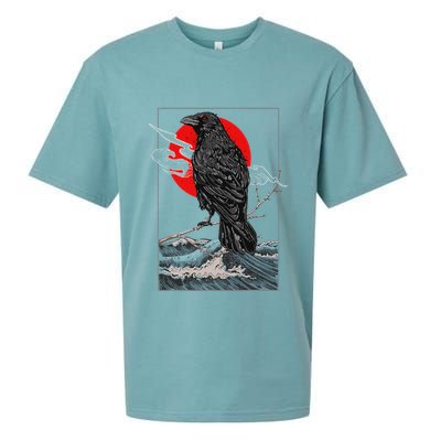 Red Moon Raven Graphic Black Crow Sueded Cloud Jersey T-Shirt