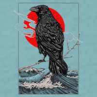 Red Moon Raven Graphic Black Crow Sueded Cloud Jersey T-Shirt