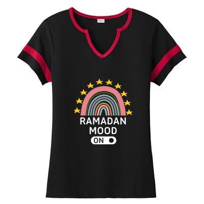 Ramadan Mubarak Rainbow Ramadan Mood On Gift Ladies Halftime Notch Neck Tee