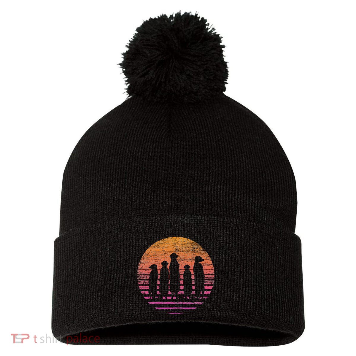 Retro Meerkat Pom Pom 12in Knit Beanie