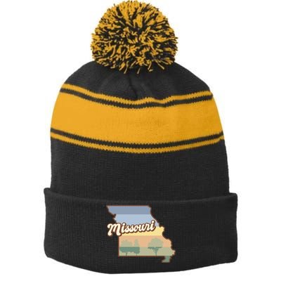 Retro Missouri Stripe Pom Pom Beanie