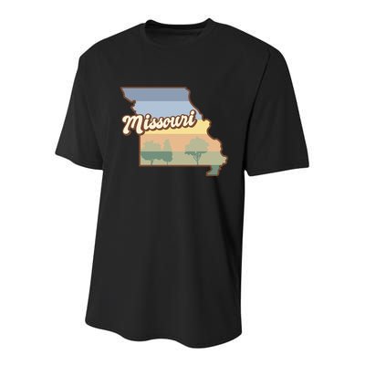 Retro Missouri Youth Performance Sprint T-Shirt