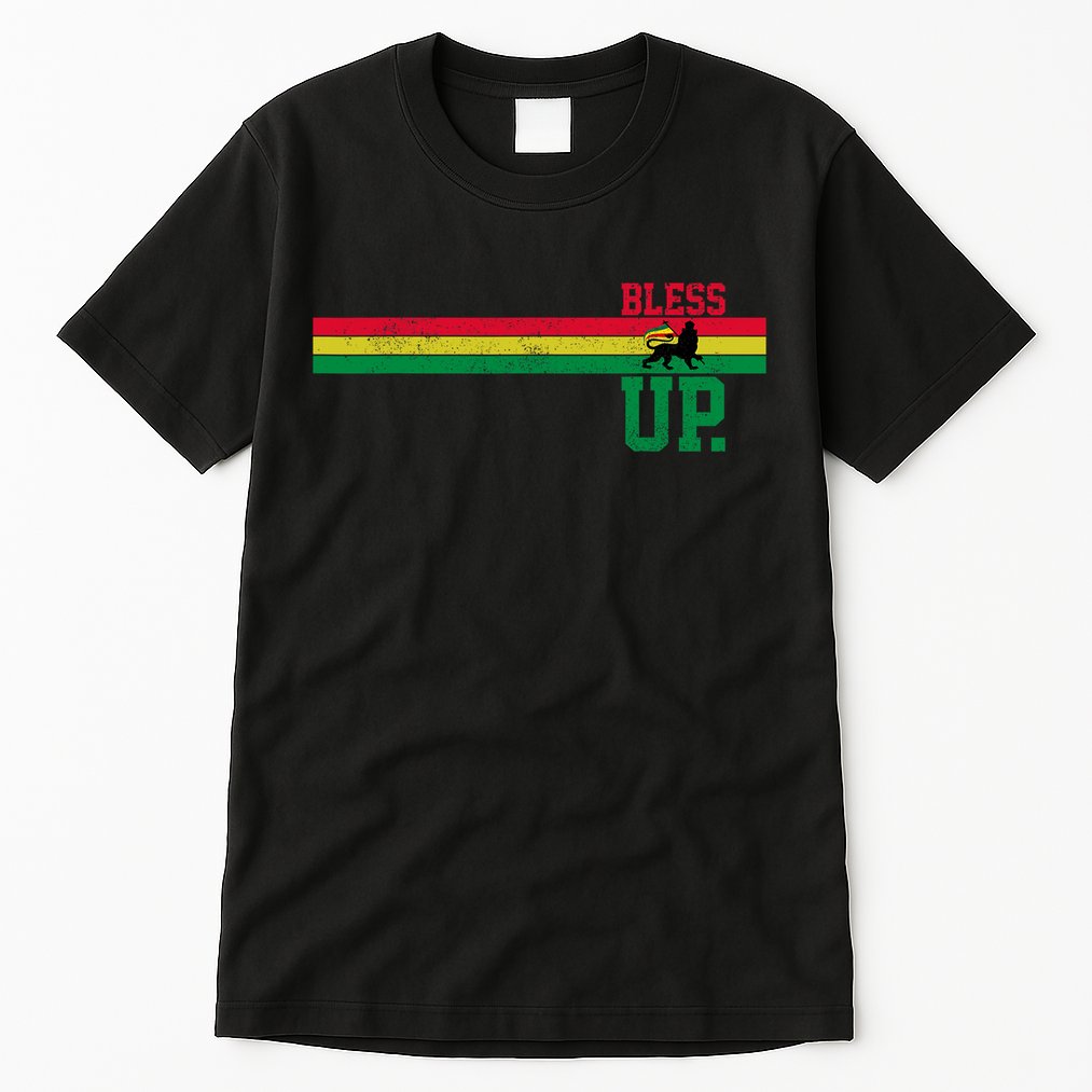 Reggae Music Rastafari Bless Up Lion Of Judah Rasta Gift Tall T-Shirt
