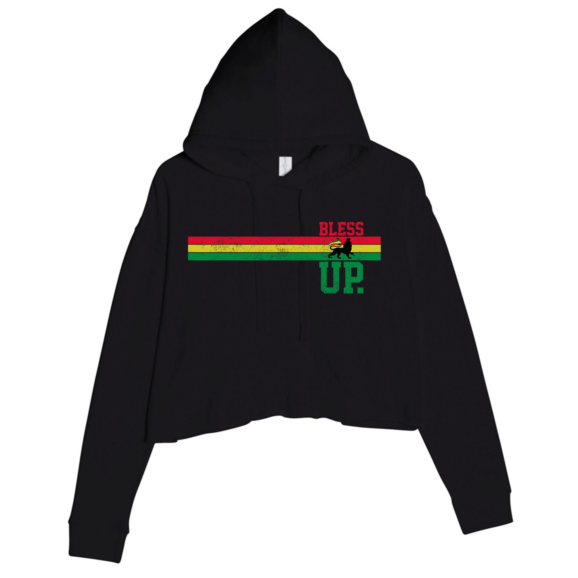 Reggae Music Rastafari Bless Up Lion Of Judah Rasta Gift Crop Fleece Hoodie