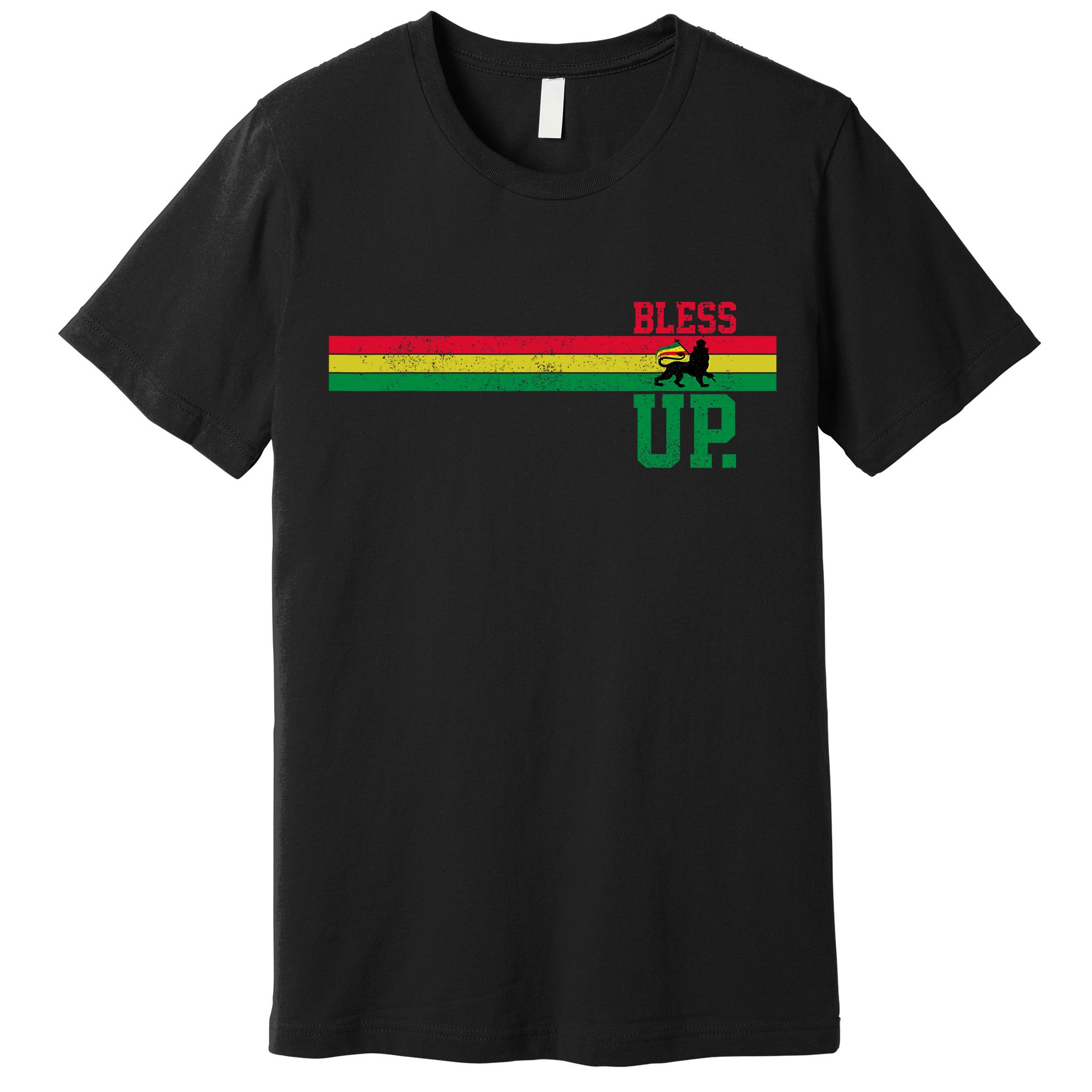 Reggae Music Rastafari Bless Up Lion Of Judah Rasta Gift Premium T-Shirt