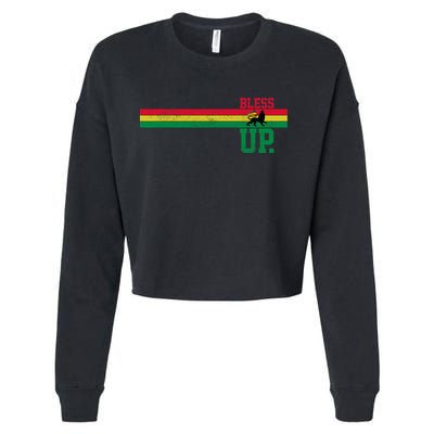 Reggae Music Rastafari Bless Up Lion Of Judah Rasta Gift Cropped Pullover Crew