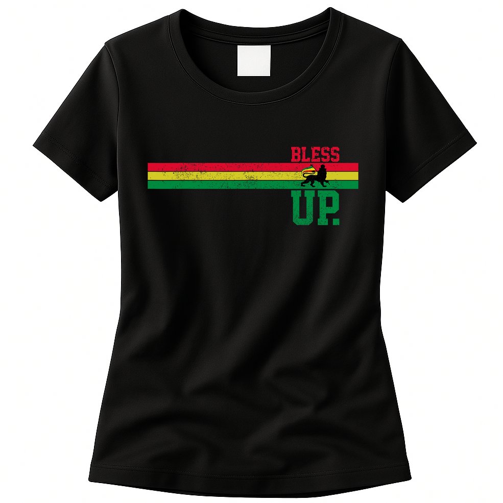 Reggae Music Rastafari Bless Up Lion Of Judah Rasta Gift Womens T-Shirt