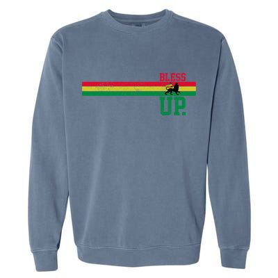 Reggae Music Rastafari Bless Up Lion Of Judah Rasta Gift Garment-Dyed Sweatshirt