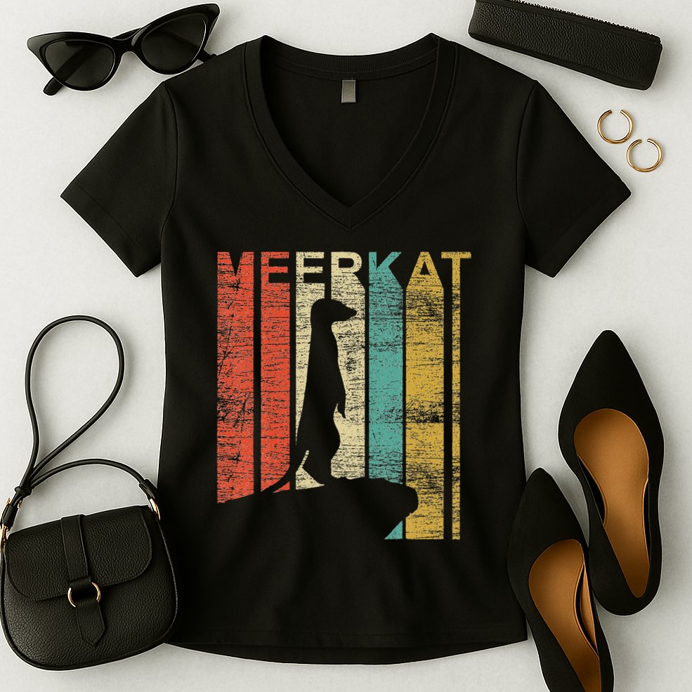 Retro Meerkat Women's V-Neck T-Shirt