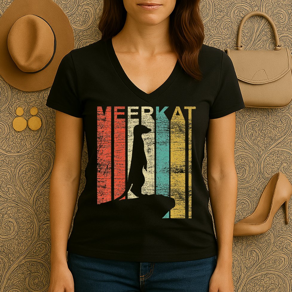 Retro Meerkat Women's V-Neck T-Shirt