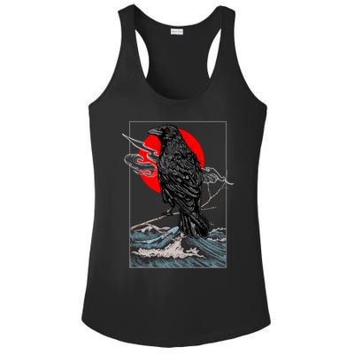 Red Moon Raven Graphic Black Crow Ladies PosiCharge Competitor Racerback Tank