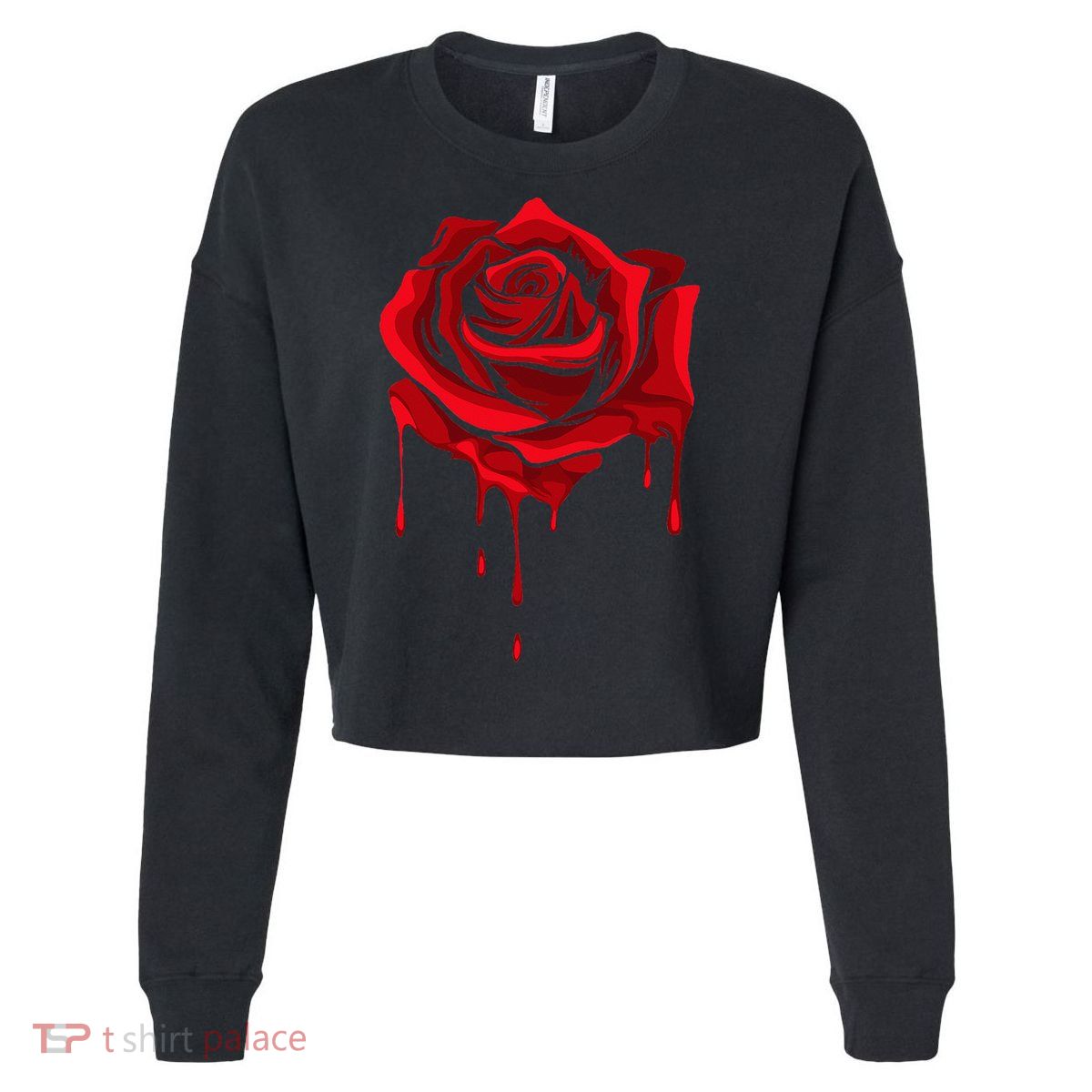 Red Melting Rose Garden Gardener Botanist Flowers Rose Cropped Pullover Crew