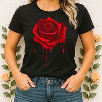Red Melting Rose Garden Gardener Botanist Flowers Rose Womens T-Shirt