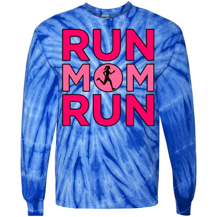 Run Mom Run Half Marathon Runner Running Lover Graphic Meaningful Gift Tie-Dye Long Sleeve Shirt