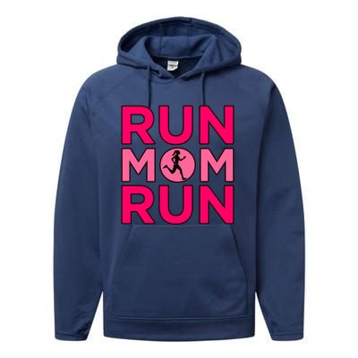 Run Mom Run Half Marathon Runner Running Lover Graphic Meaningful Gift Performance Fleece Hoodie