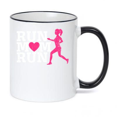 Run Mom Run Marathon Running Spectator Runner Mother's Day Gift 11oz Black Color Changing Mug